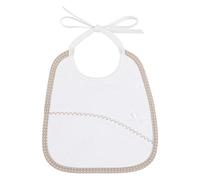 Filet - Bavoir à Broder avec Poche Coloris Blanc Biais Taupe, Taille 0-6 Mois (Lot de 2)