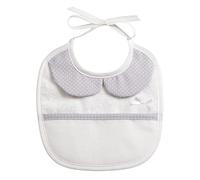 Filet - Bavoir Bébé Fille En Tissu Doux Blanc et Col Rose, Poche en Toile Aida à Broder, Protège les Robes Contre La Gelée, Régurgitation et Salivation, 100% Made in Italy