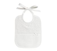 Filet - Bavoir en Eponge Colorée, Réalisé Entièrement à Main avec Poche en Toile Aida à Broder, Idéal pour les Nouveau-nés et Petite Enfance, 100% Made in Italy, Color Blanc, Mesures 18x22
