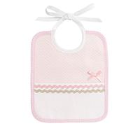FILET - Bavoir en Tissu Doux Motif Losanges Rose avec Poche en Toile Aida à Broder, Idéal pour Protéger les Robes de Bébé, 100% Made in Italy, Couleur Rose