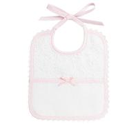 FILET - Bavoir Nouveau-né en Éponge de Coton Blanc avec Poche en Toile Aida à Broder, Protège les Robes Contre Pappa, Régurgitation et Salivation, 100% Made in Italy, Couleur Blanc et Rose