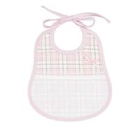 Filet - Bavoir Ovale avec Poche en Toile Aida à Broder, Réalisé en Piquet de Coton Impression Écossais, Produit Idéal pour Bébés, 100% Made in Italy, Taille 24x20 cm, Couleur Rose