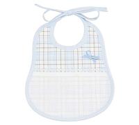 Filet - Bavoir Ovale avec Poche en Toile Aida à Broder, Réalisé en Piquet de Coton Impression Écossais, Produit Idéal pour Bébés, 100% Made in Italy, Taille 24x20 cm, Couleur Bleu Clair