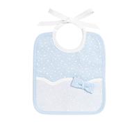 Filet - Bavoir Réalisé en Piquet de Coton Imprimé Étoiles avec Insert en Toile Aida à Broder, Idéal pour les Bébés, 100% Made in Italy, Couleur Rose et Blanc