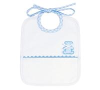 Filet - Bavoir rectangulaire en tissu doux avec broderie en forme d'ourson (Bleu clair) et poche en toile Aida à broder, couleur bleu clair, taille unique