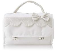 FILET Beauty Case pour Bébé/Première Invitation Les Applications Brodées en Coton Extérieur/Polyester Intérieur, Blanc/Beige