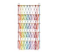 Filet bohème pour animaux en peluche - Bâton de pin et corde en coton, 52 x 105 cm, 4 couches | Organiseur mural de jouets en , hauteur réglable | Hamac de rangement de grande capacité pour
