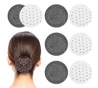 Filet Cheveux, 8Pcs Filet à Chignon, Élastique Cheveux Chignon avec Strass, Filet Chignon Invisible, Filet de Cheveux pour Dormir, Idéal pour Danseuse et Infirmière(Blanc et Noir)