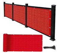 Filet D’Ombrage 1.1 x 5 m 220G M² Hdpe, Protection de La Vie Privée, Opaque UV Résistant Aux Contre Vent, Cache Vue Balcon avec Attaches Câble pour Exterieur Jardin, Rouge