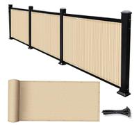 Filet D’Ombrage 1.1 x 5 m Contre Soleil, Vent, Déchirures UV Résistant, Protection Visuelle, Personnalisé, Cache Vue Balcon avec Attaches Câble pour Balcon Terrasse, Couleur Crème