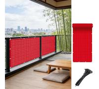 Filet D’Ombrage 1.2 x 2 m 220G M² Hdpe, Protection de La Vie Privée, Opaque UV Résistant Aux Contre Vent, Brise Vue pour Balcon avec Attaches Câble pour Balcon Terrasse, Rouge