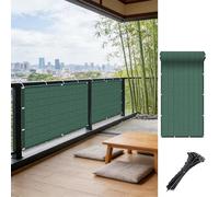 Filet D’Ombrage 1.55 x 5.3 m Contre Soleil, Vent, Déchirures UV Résistant, Protection Visuelle, Personnalisé, Brise Vent Terrasse avec Attaches Câble pour Balcon Terrasse, Vert