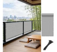 Filet D’Ombrage 1 x 5 m Contre Soleil, Vent, Déchirures UV Résistant, Protection Visuelle, Personnalisé, Brise Vent Terrasse avec Attaches Câble pour Balcon Terrasse, Gris Clair