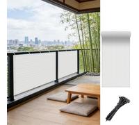 Filet D’Ombrage 1 x 5 m Contre Soleil, Vent, Déchirures UV Résistant, Protection Visuelle, Personnalisé, Brise Vent Terrasse avec Attaches Câble pour Balcon Terrasse, Blanc