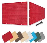 Filet D’Ombrage 2 x 3 m 220G M² Hdpe, Protection de La Vie Privée, Opaque UV Résistant Aux Contre Vent, Brise Vent Terrasse avec Attaches Câble pour Balcon Terrasse, Rouge