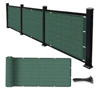 Filet D’Ombrage 3.75 x 6 m Contre Soleil, Vent, Déchirures UV Résistant, Protection Visuelle, Personnalisé, Cache Vue Balcon avec Attaches Câble pour Balcon Terrasse, Vert