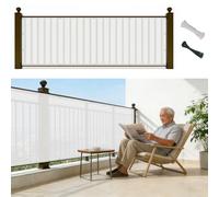 Filet D’Ombrage 80 x 610 cm 220G/M², Protection UV, Résistant Aux Déchirures, Revêtement de Balcon Pare-Soleil pour Jardin avec Cable Ties et Cordons pour Patio/Terrasse, Blanc
