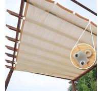 Filet D’ombrage, Pare-Soleil Voile Voile Filtrage De Lumière 95% UV Bloc Soleil Maille Panneau D’ombrage avec Clips pour Patio Pergola Gazebo, Beige, 2x6m/6.5x19.6ft