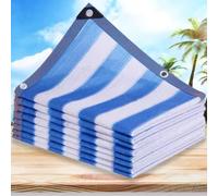 Filet d‘ombrage pour terrasse 15mx5m Filet D'Ombrage Tissu Pare-Soleil 90% UV Crypté Perméable à l'eau et Respirant pour Serre Plantes,Jardin-Rayures Bleues et Blanches
