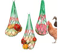 Filet d'alimentation pour poulet avec crochets - Mangeoire durable pour poules et choux et fruits, sac à suspendre pour volailles, légumes, jouets pour poulets, canards, grands oiseaux et oies (3