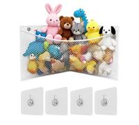 Filet d'angle pour animaux en peluche, organiseur de coin pour jouets, sac de rangement mural - Grand filet de rangement pour animaux en peluche pour chambre à coucher, chambre d'enfant, salle de jeux