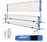Filet de Badminton, 4m/5m Filet Portable pour Volley-Ball, Pickleball, Tennis, Football, Hauteur Réglable, Filet en Nylon Pliable, avec Sac de Transport, Cadre métallique (4M)