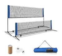 Filet de Badminton avec Support, réglable en Hauteur avec 2 Volants et Sac de Transport, Support Portable pour l'extérieur pour Badminton, Tennis, Volleyball (420 cm)