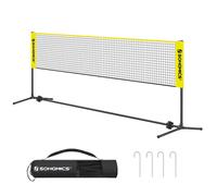 Filet de Badminton de 4 m, Filet de Volley-Ball, Hauteur réglable, Ensemble Portable pour Le Tennis, Jaune