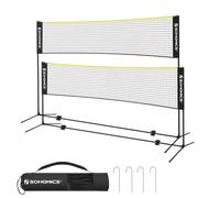 Filet de Badminton de 4 m, Filet de Volley-Ball, Hauteur réglable, Ensemble Portable pour Le Tennis, Noir, jaune