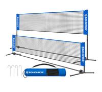 Filet de Badminton de 5 m Filet de Volley-Ball Hauteur réglable Ensemble Portable pour Le Tennis Bleu