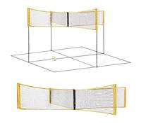 Filet de badminton de volleyball pour l'extérieur | Kit complet avec supports réglables stables | Filet de volleyball polyvalent pour l'école, le jardin, le parc sportif en plein air et les loisirs