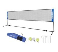 LARMNEE Filet de Badminton, 5m Filet de Badminton Pliable, Réglable sur 3 Hauteurs, Filet de Tennis Portable, Filet de Volley Exterieur, Cadre Robuste Métal, avec Sac de Transport ELH05BN02