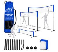 Filet de badminton pliable de 3,1 m, avec support réglable en hauteur de 107/105/150 cm et sac de transport, filet de sport pour volant, tennis, volleyball ou beach-volley, filet en nylon, facile à