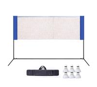 Filet de badminton portable avec poteaux pliables, raquettes et sac à dos pour entraînement sportif sur court et plage