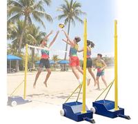 Filet de badminton portable avec roulettes et base stable pour sports d'intérieur et d'extérieur