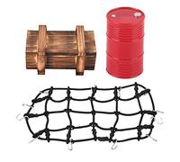 Filet de Bagage + Coffret en Bois + réservoir d'essence Accessoires de décoration pour 1/10 RC Crawler Voiture