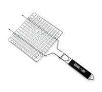 Filet De Barbecue Extérieur Grille de barbecue en acier inoxydable, pinces à poisson carrées, poignées en bois, grilles de barbecue