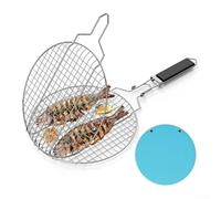 Filet de barbecue rond pliable en acier inoxydable, amovible et portable, pour grillades en plein air, poisson, légumes, viande