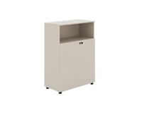 Filet de bureau à double porte avec serrure - Filet de rangement bas en bois pour classement nized Design blanc élégant pour la maison et le bureau