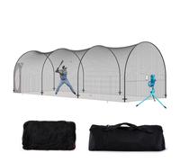 Filet de cage de frappe de base-ball avec cadre et filet - 10 x 3,6 x 3 m - Filet de cage de base-ball à frapper et à poser - Filet de base-ball - Cage de frappe pour jeunes ou adultes - Noir - Arrièr