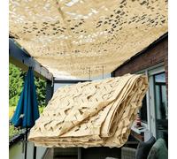 Filet de Camouflage Militaire Beige 5x6m/16.4x19.6ft Camo Net pour 2x3m 3x4m 4x6m 6x8m Chasse Ombrage Camouflage Décoration Parasol Terrasse Protection Solaire 210D Reinforced Net Voile