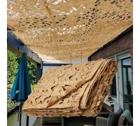 Filet de Camouflage Militaire Couleur Sable 2x15m/6.5x49.2ft Camo Net pour 2x3m 3x4m 4x6m 6x8m Chasse Ombrage Camouflage Décoration Parasol Terrasse Protection Solaire 210D Reinforced Net Voile