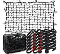 Filet de chargement pour plateau de camion - Filet de chargement pour plateau de camionnette | Filet de chargement en maille extensible, filet de toit avec 12 mousquetons métalliques, filet de