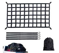 Filet de chargement pour remorque | Filet de cargaison robuste extensible - Filet de chargement utilitaire pour remorque - Filet extensible pour lit de camion avec 4 ceintures fixes, sac de rangement