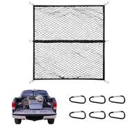 Filet de Chargement Ultra-élastique, 120 x 120cm Filet de Coffre Extensible, Grand Filet Tendu avec Crochets, Extensible Jusqu'à 2,1m x 2,1m, Filet de Sécurisation du Chargement pour Pick-ups Camions