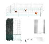 Filet de Cloture à Poule 30M - avec Porte d'accès - 10 piquets renforcés Double Pointes - Hauteur 120cm - Noir