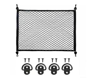 Filet de coffre de voiture en maille avec anneaux en D et crochets de montage pour sécuriser des objets dans le coffre 80 x 60 cm Compatible avec la plupart des véhicules