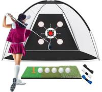 Filet de golf avec tapis de frappe robuste pour intérieur et extérieur - Pour entraînement de golf - Cibles multiples de 3 x 2,1 m pour conduite dans le jardin, pour hommes, papas, golfeurs