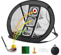 Filet de golf chipping, filet d'entraînement de golf pop-up, filet d'aide à la frappe de golf portable pour l'intérieur et l'extérieur, avec cible/tapis/boules/thé/sac de transport, pour l'entraînemen