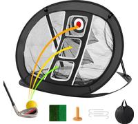 Filet de golf chipping - filet d'entraînement de golf pop-up - filet d'aide à la frappe portable pour l'intérieur et l'extérieur - avec cible/tapis/boules/tee/sac de transport - entraînement parfait d